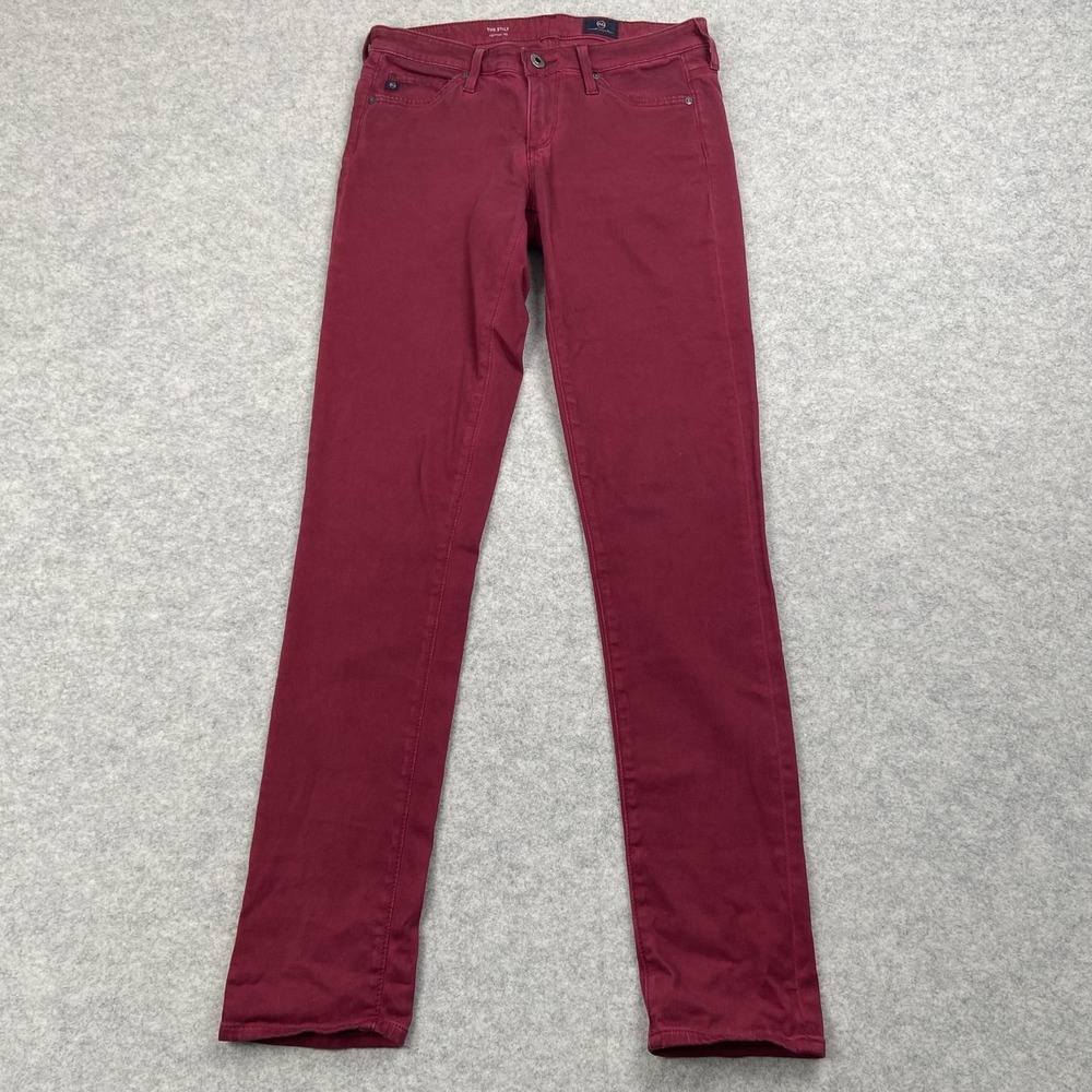 AG Adriano Goldschmied Jeans Womens 25R (27x29) Red Low Rise Skinny Stretch